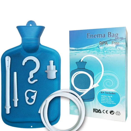 Enema Kit for Colon Detox Cleanse Enemas Enema Bag Long Silicone Hose 5 Multi-Size Reusable Tips Controlled Water Flow