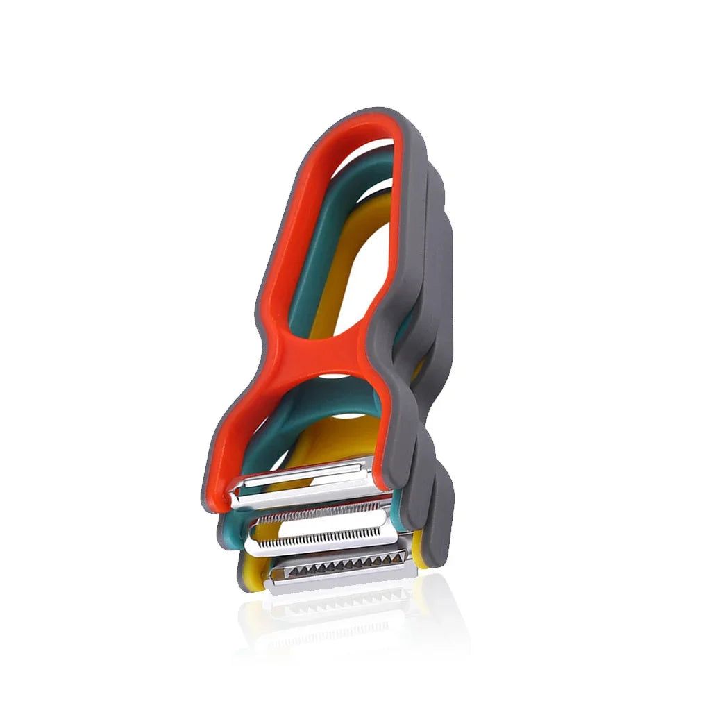 3Pcs Stainless Steel Multi-Function Potato Peeler Fruit Vegetable Chopper Mini Spud Slicer Grater Set Random Color Kitchen Tools