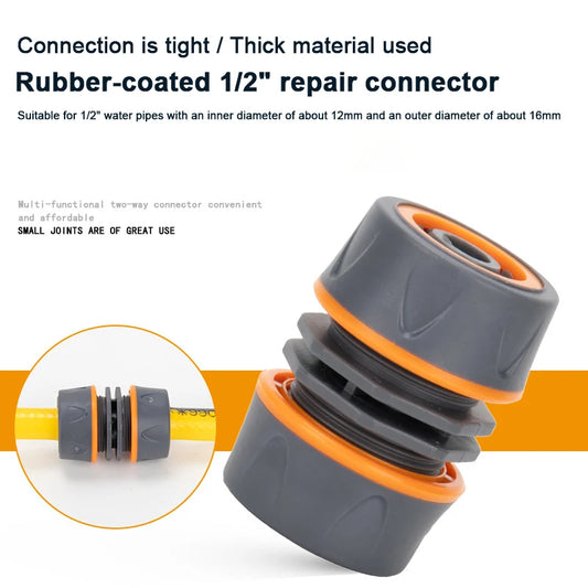 1Pcs 1/2" Garden Hose Connector - 12mm PVC Extension Joint Adapter for Irrigation Systems & Water Pipe Repair