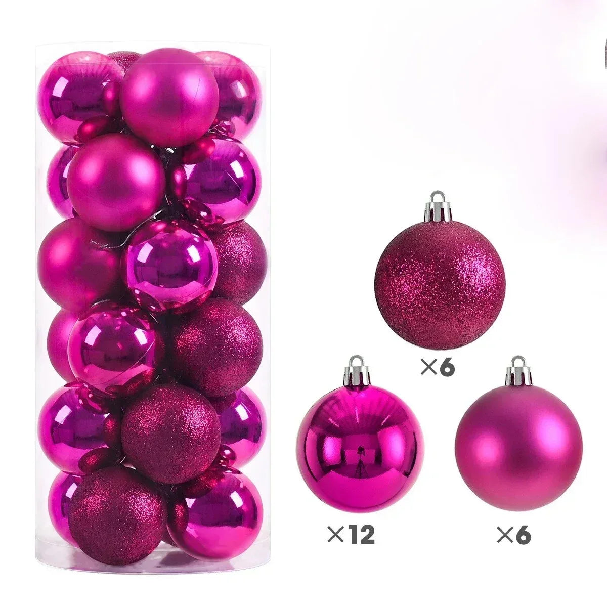 24Pcs 3/4/6CM Christmas Balls Decoration Christmas Tree Hanging Ornaments for Party Decor New Year Navidad Gift 2026 Accessories