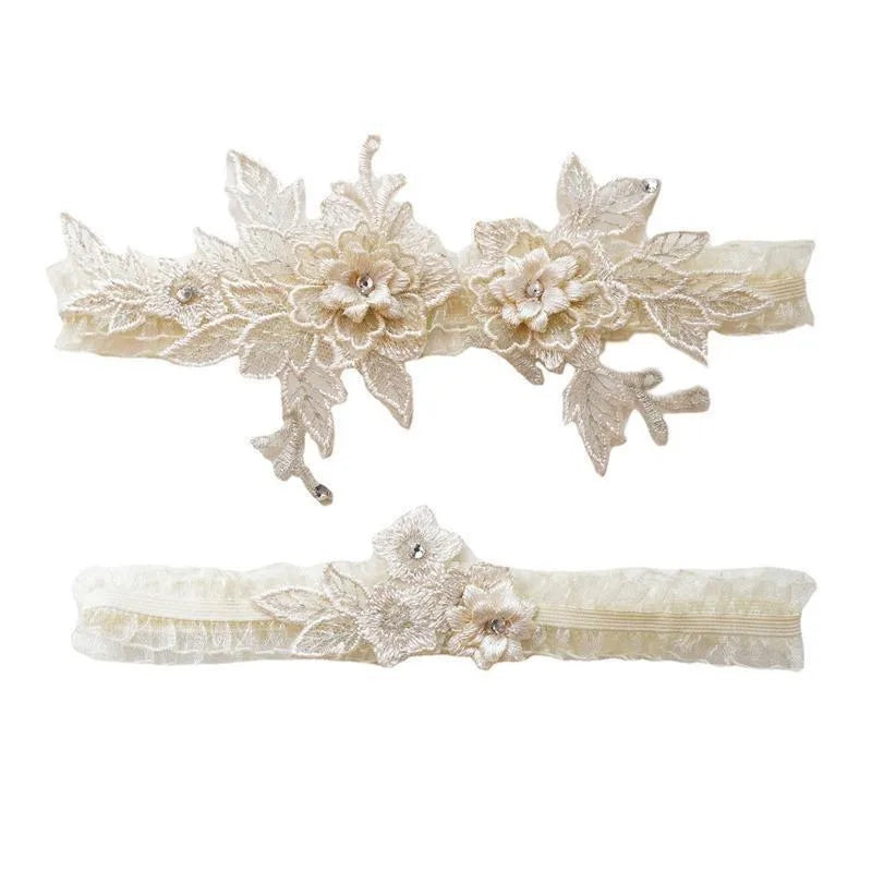 Lace Garter Belt Fashion Women Bride Sexy Lace Flower Rhinestones Wedding Thigh Leg Garter Ring For Wedding Accessories