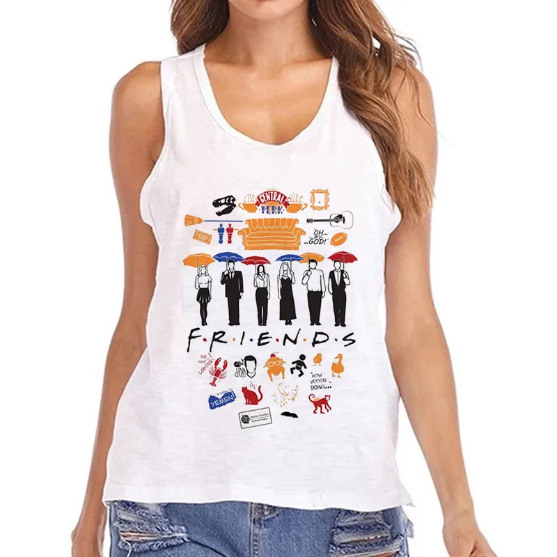 2000s Mange Tank Tops Women Friends Graphic Gothic Tshirt Friends Tv Show Y2k Vest T Shirt Funny Fashion Harajuku T-shirt Female