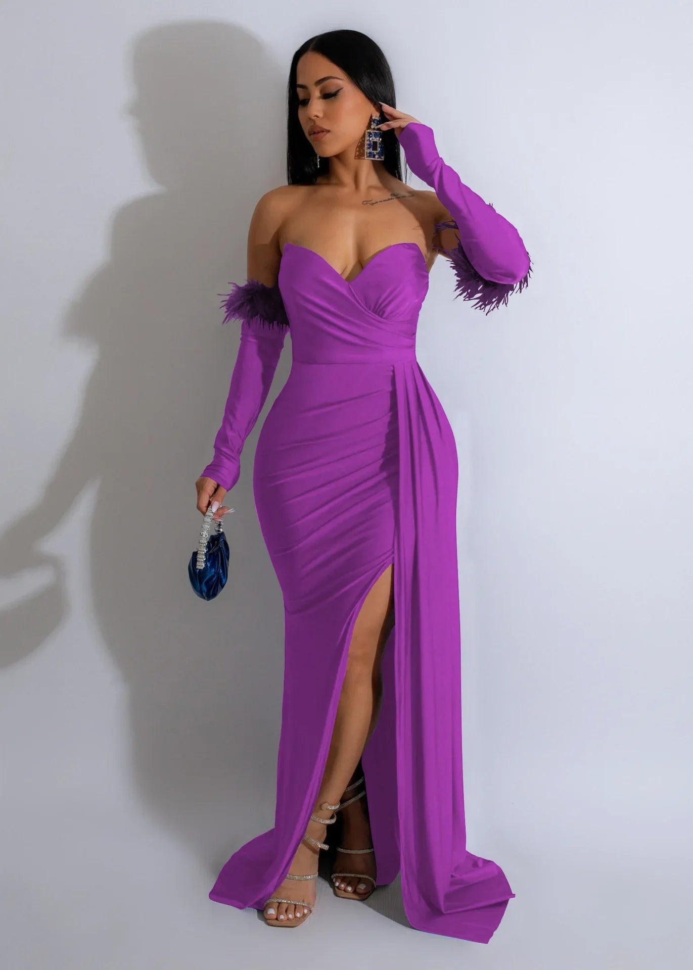 Elegant Birthday Evening Night Dresses for Women Wedding Gown Long Christmas Maxi Bodycon Prom Party Dress with Sleeve