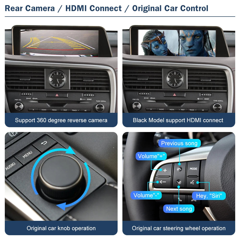 Road Top Wireless ACarPlay Android Auto Interface for Lexus RX 2016-2019, with Mirror Link AirPlay Car Play Functions