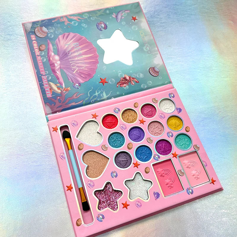 18 Color Sweet and Seductive Fluorescent Pink Eye Shadow Palette with Mirror - Matte Vibrant Eyeshadow Palette Makeup Palette