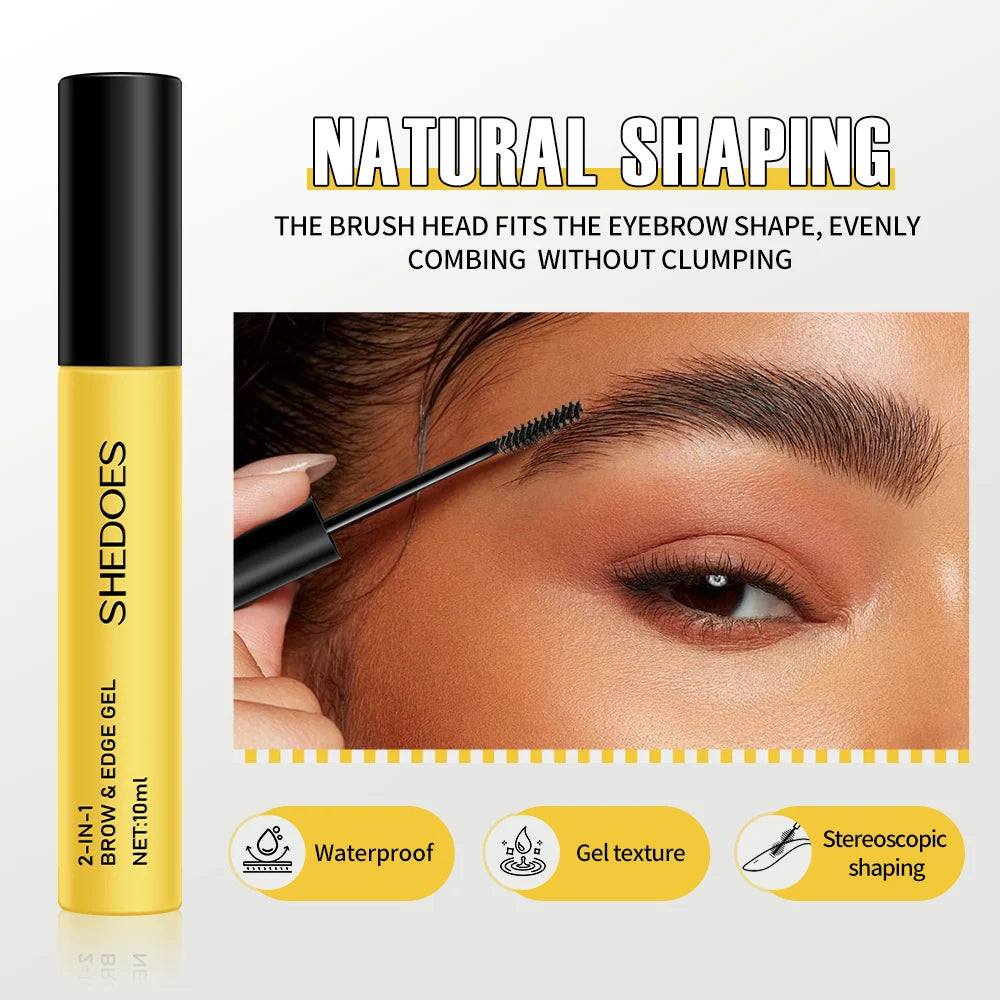 1PC 2-in-1 eyebrow styling gel, waterproof, durable, non caking, easy to apply and shape natural eyebrows
