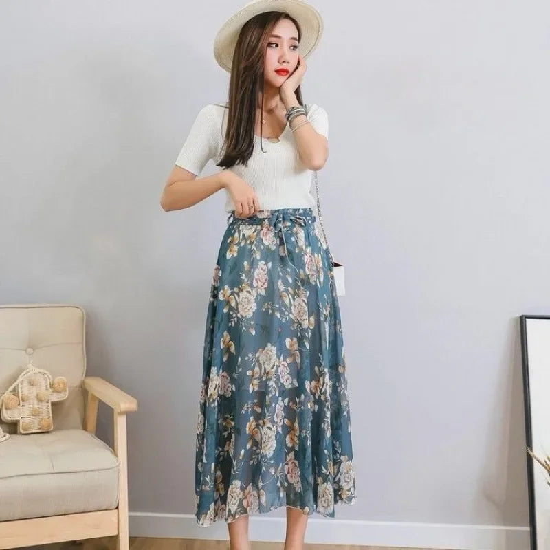 Skirts for Women Summer 2025 A Line High Waist Woman Skirt Casual Trend Modest Vintage Cheap Quality Korean Fashion Style Y2k V