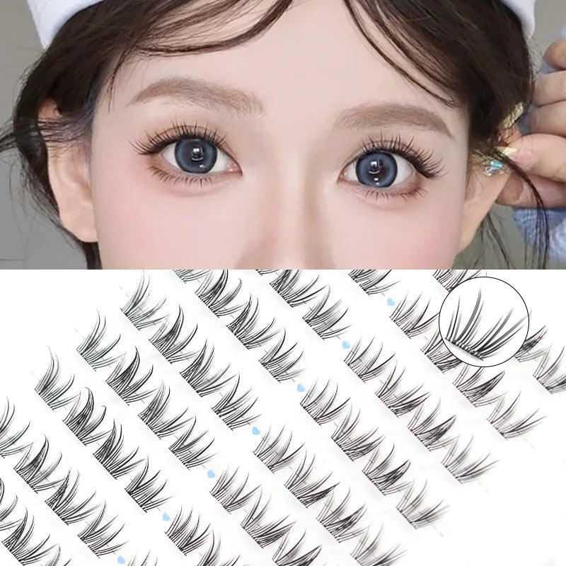 80 Clusters Reusable False Lashes Self-Adhesive No Glue Individual Soft Lashes for Natural Volume Look Makeup Girls