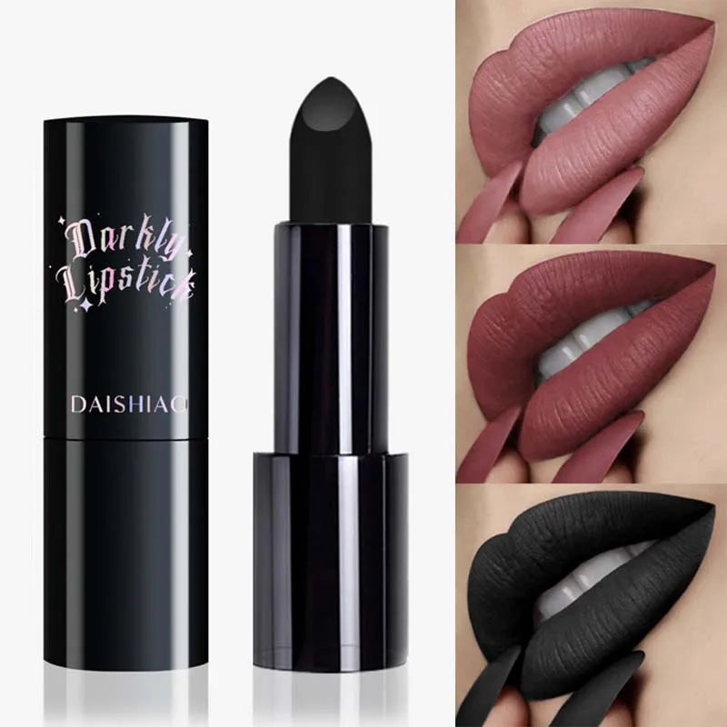 Halloween Dark Night Lipstick Waterproof and Long-lasting Black Dark Purple Matte Lipstick Makeup Lip Cosmetics