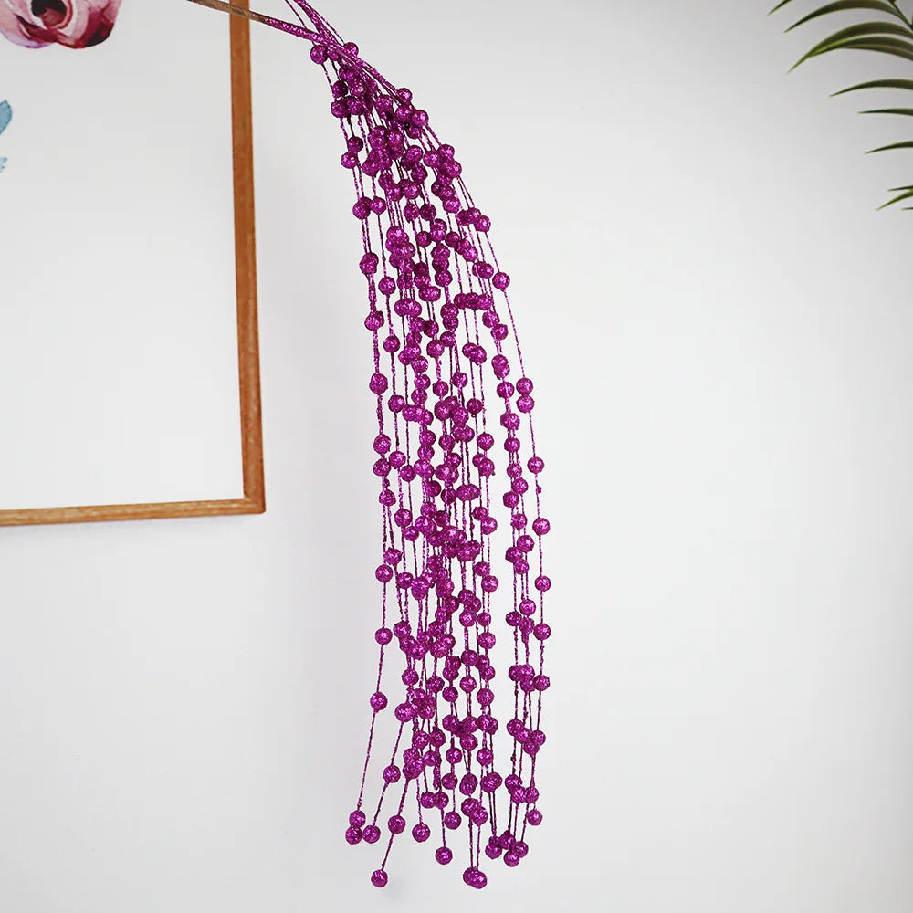Glitter Stem Branch for Christmas Tree Decoration, Artificial Flowers, Golden Powder, Hanging Vine, Xmas Decor Supplies