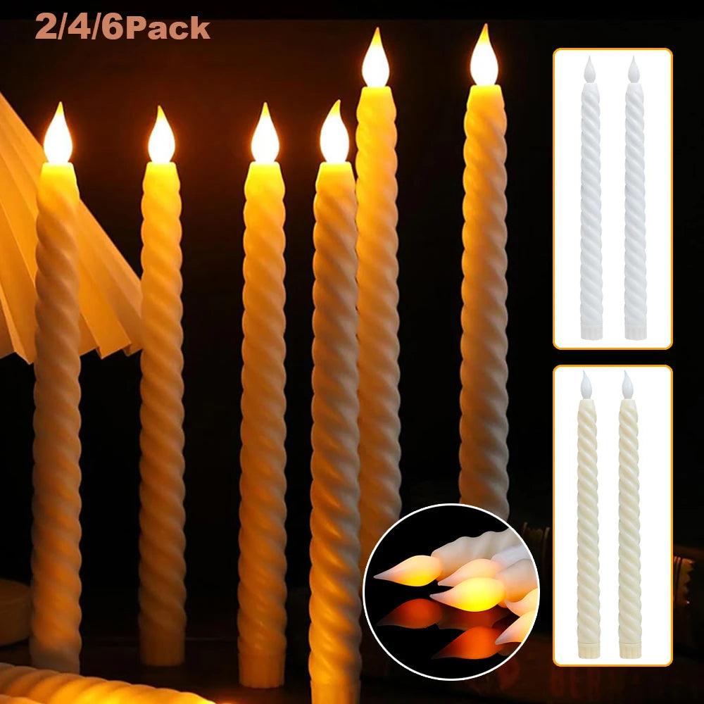 LED Flameless Taper Candles Lights Window Decorative Christmas Candles Lamp Electric Long Candles 3D-Wick Flameless Candlesticks