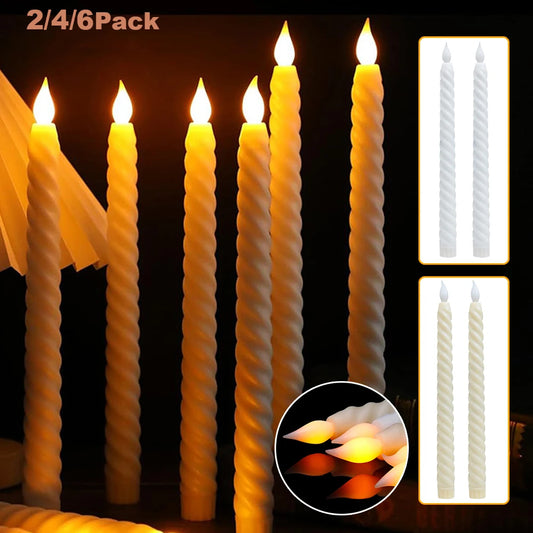 LED Flameless Taper Candles Lights Window Decorative Christmas Candles Lamp Electric Long Candles 3D-Wick Flameless Candlesticks