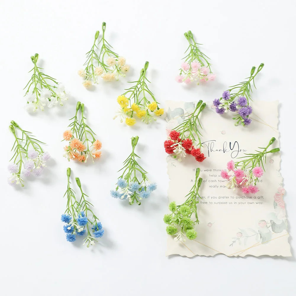 10/20Pcs Artificial Flowers Gypsophila 8CM Fake Flowers For Home Decor Wedding Decorations Ornaments Craft Garland Accessories
