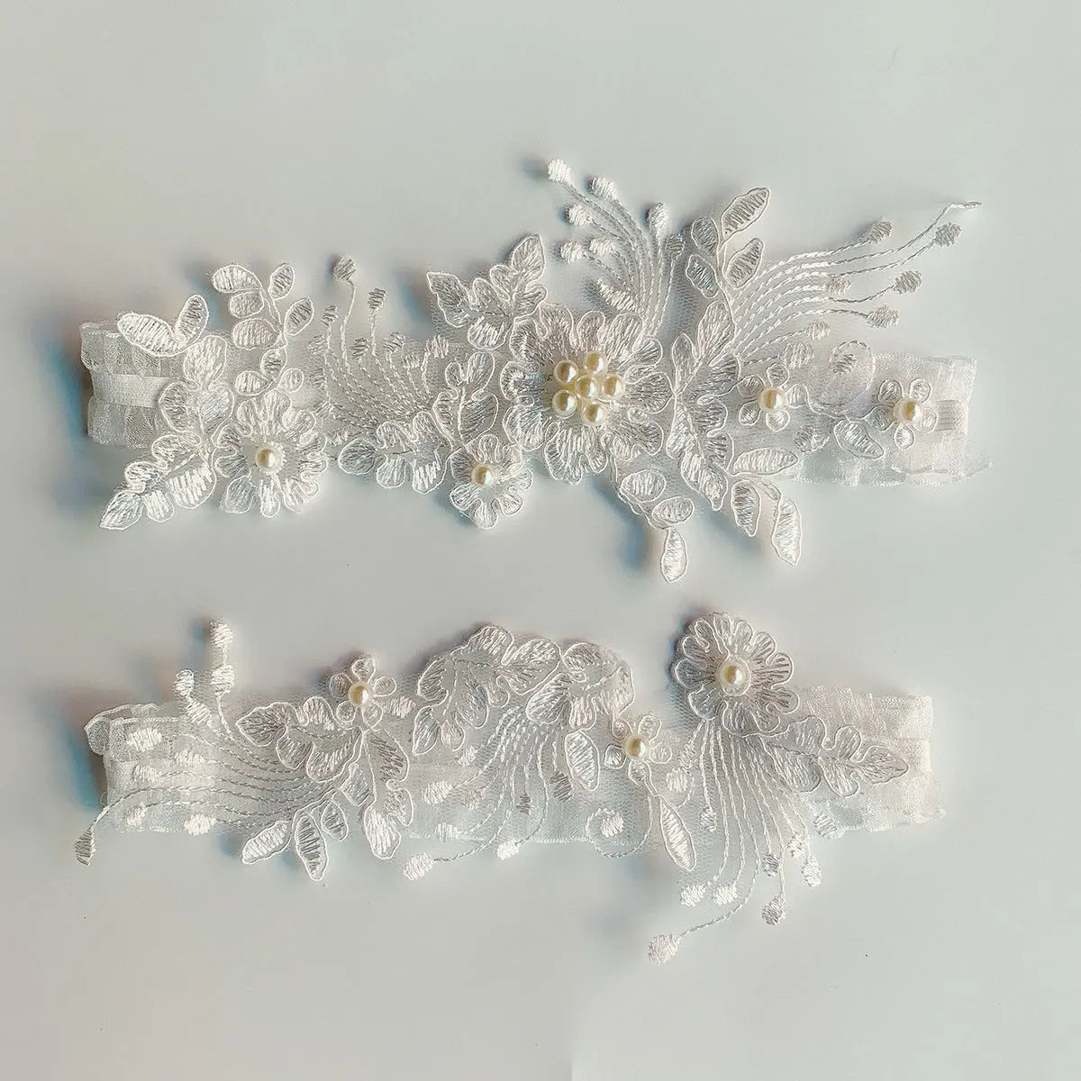 Wedding Garter Embroidery Flower PearlsWhite Sexy Garters for Women/Female/Bride Thigh Ring Bridal Leg Garter