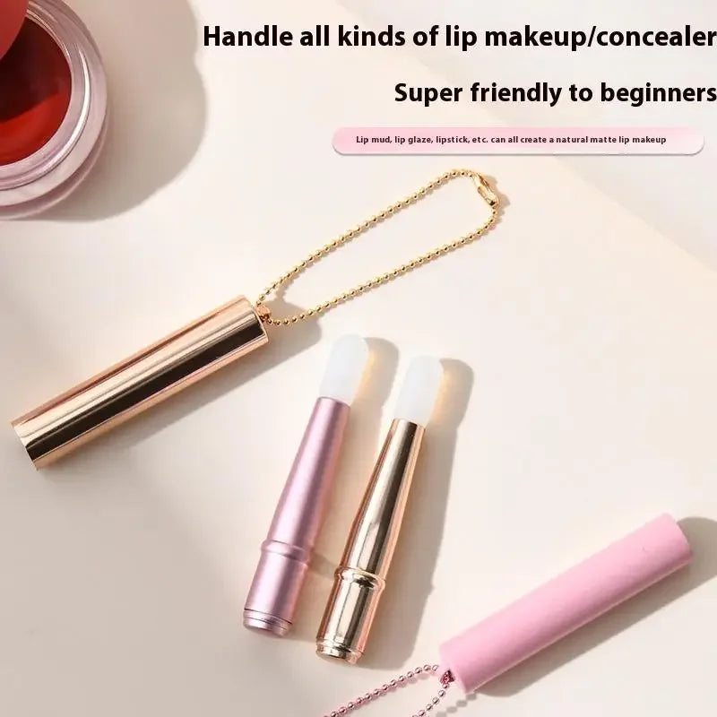 Mini Silicone Lip Brush Concealer Brush With Cover Chain Lip Mask Applicator Lip Gloss Brush Lipstick Brush Makeup Beauty Tool