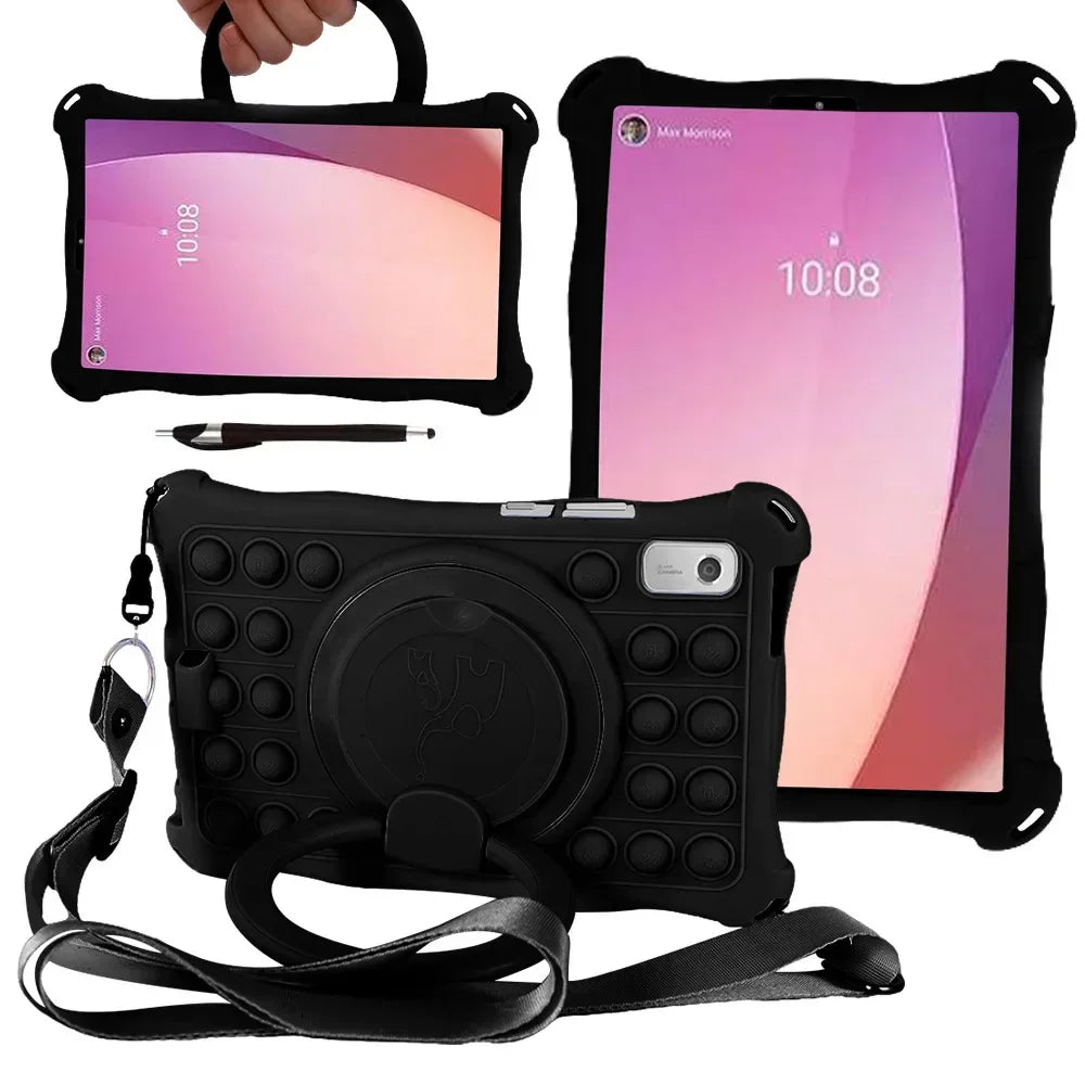 For Lenovo Tab M9 TB-310FU 9 inch Protective Bubble Silicone Kids Stand Tablet Cover For Lenovo M9 2023 With shoulder Strap Pen