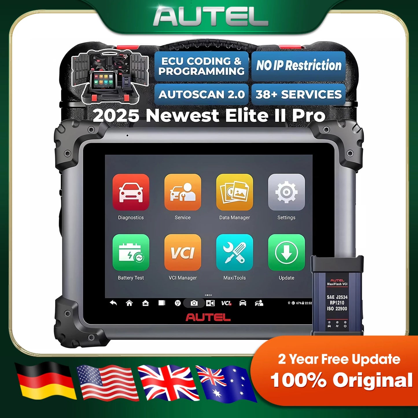 Autel MaxiSys Elite II PRO Auto Diagnostic Tool ECU Programming&Coding 2 Years Free Update Scanner 2023 Upgraded of Elite II