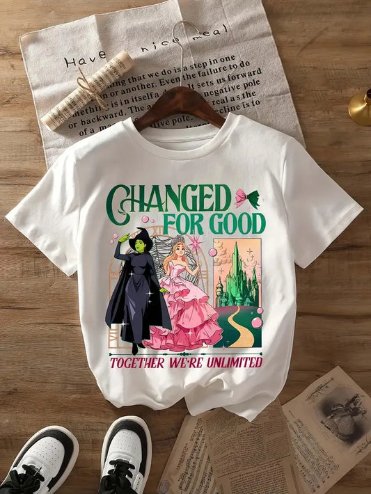 Wicked The Musical Inspired Print T-shirt  Crew Neck Short Sleeve Summer Women Clothing Fashion Sleeves T-Shirts  Student Tee