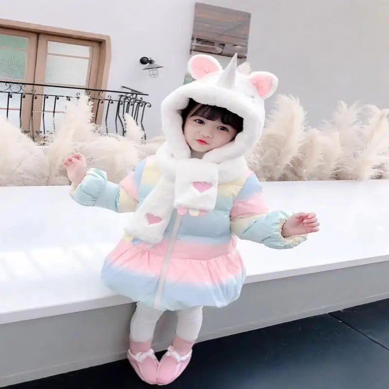 Girls' Cotton Clothing Winter Clothing 2025 New Stylish Korean Version Children's Clothing Kawaii Casual Coat Set Fashion Padded