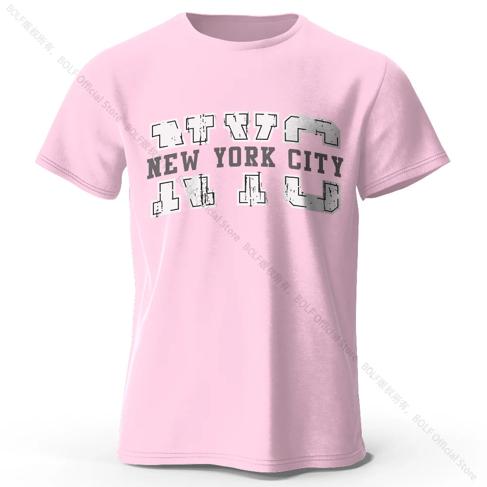 Men's New York City Letter Printed T-Shirt 100% Cotton Oversized Street Graphic Tees for Men Women Summer Tops