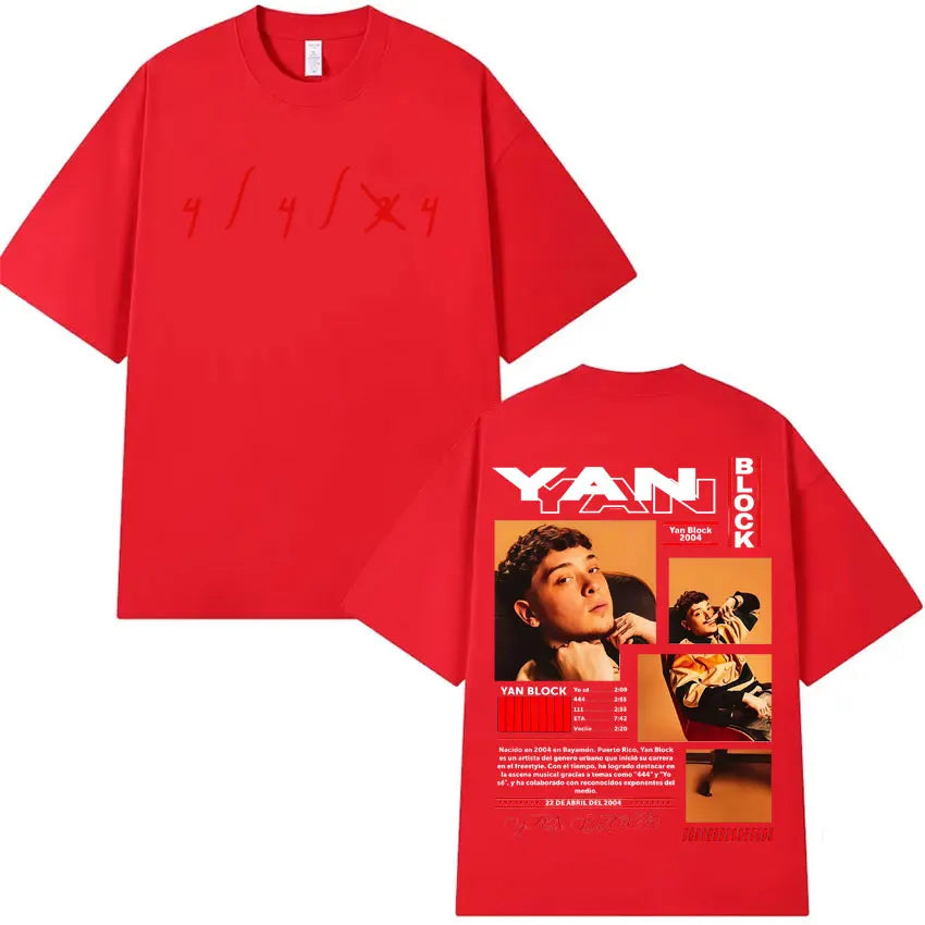 Rapper Yan Block Carlos Yandre Album Tour 2025 Pop Graphic T Shirts Men's Hip Hop Gothic High Quality Cotton T-shirts Streetwear