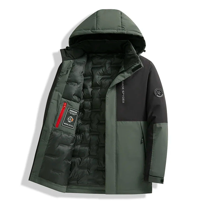 Hooded Parkas Brand Windproof Outwear New Winter Men Warm Coat Mens Winter Hat Parkas Male Jacket Windbreak Parkas Long Jacket