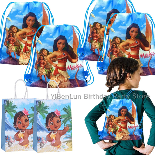 Disney Moana Paper Gift Bag Birthday Decor Moana Backpack Drawstring Bag Biscuit Handle Candy Bag Baby Shower party Supply Gift