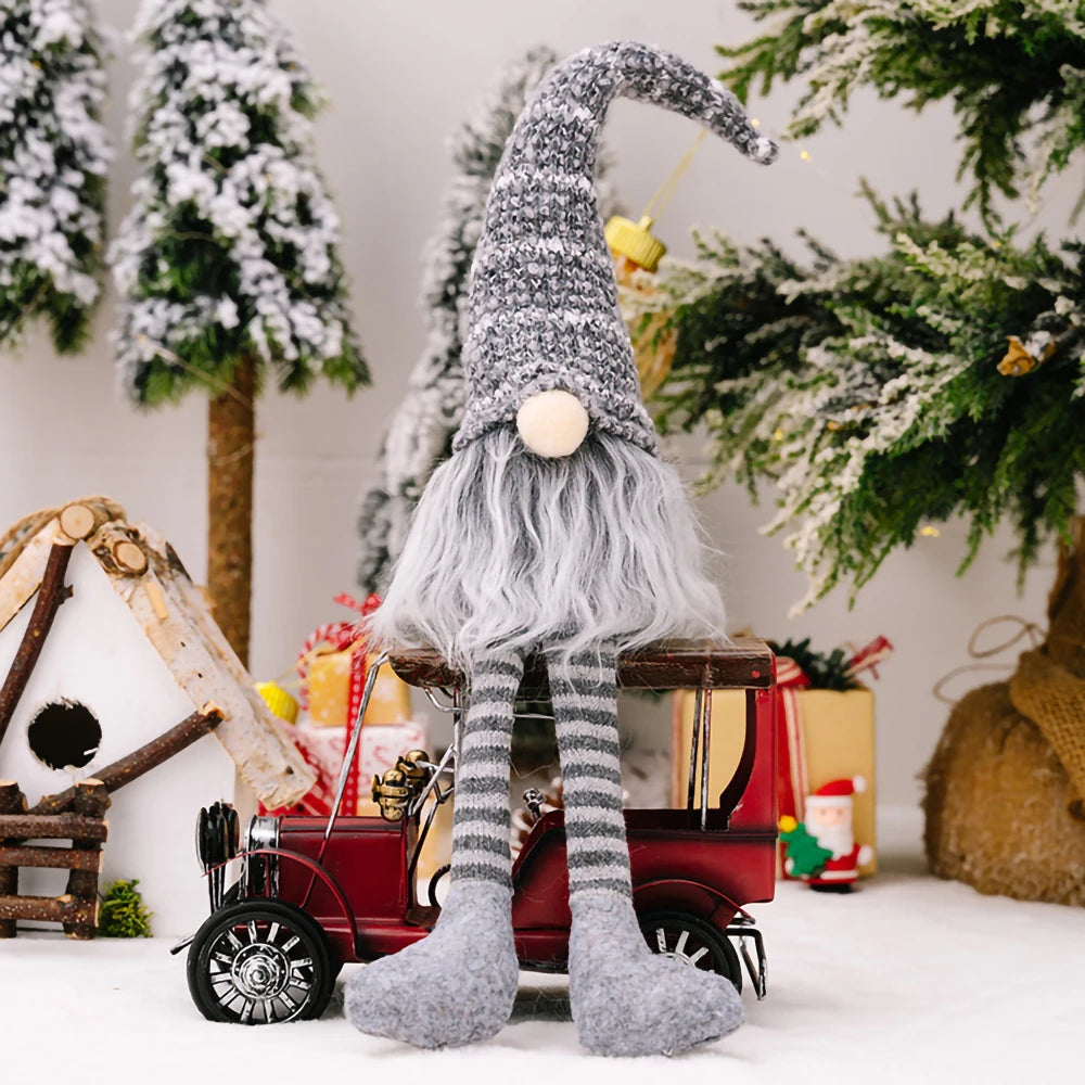 Christmas Faceless Doll Long-Legged Knitted Hat Gnomes Plush Elf Ornaments Merry Xmas Home Decoration 2024 Happy New Year Gift
