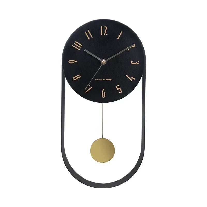 Bedroom Living Room Modern Decoration Single Pendulum Battery Driven Non Ticking Swinging Wall Clock
