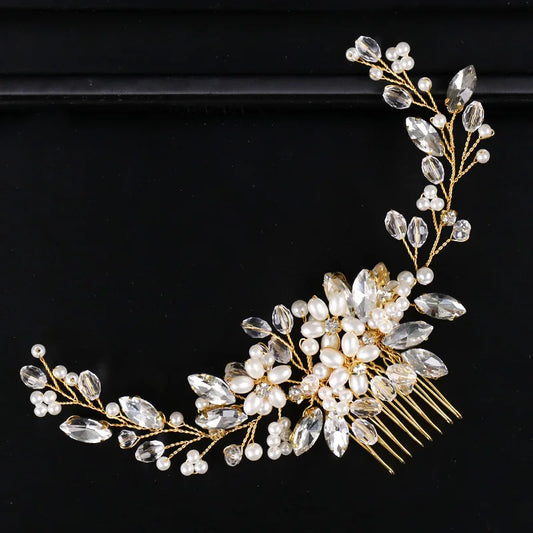 Headwear: Popular in Europe and America - Pearl Hair Comb for Wedding Gowns and Formal Attire - Decorative Diamond Hair Bun - Fa