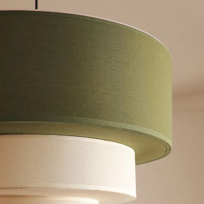 Living Room Bedroom Restaurant Pendant Lamp Modern White Green Cloth Lampshade Chandelier With Wood E27 Bulb Dropshipping