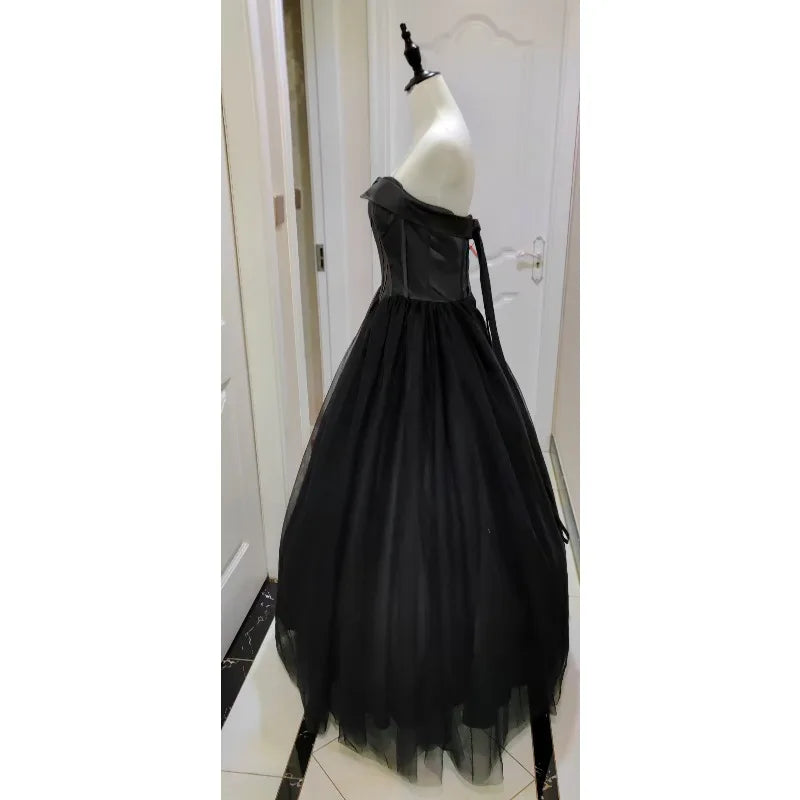 Black Evening Dress, Suitable for Everyday Wear, Birthday Party, Adult Ceremony, Hostess, Strapless Dress, Banquet, Long Dress