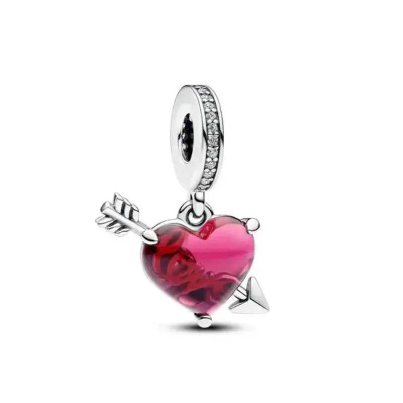 2024 925 Silver Plated Valentine's Day gift for lovers Pendant Charms it Original Bracelet For Women DIY Fashion Jewelry Making