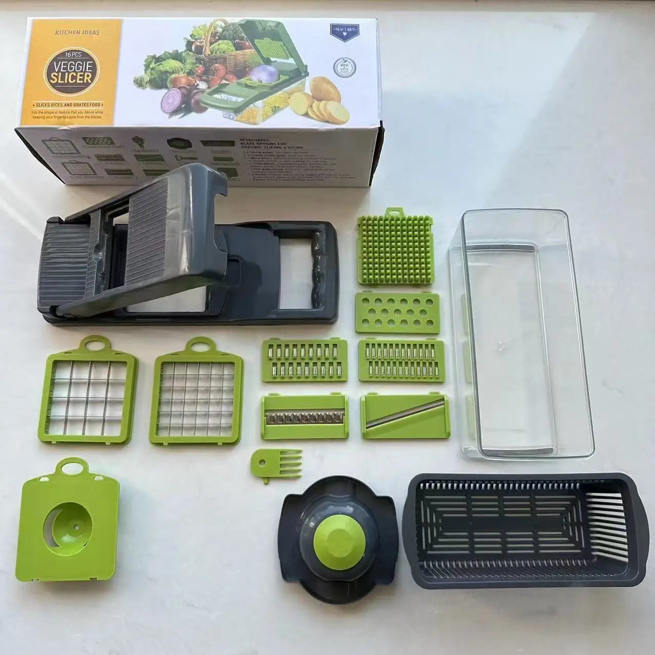 14/16 in 1 Multifunctional Vegetable Chopper Onion Chopper Handle Food Grate Food Chopper Kitchen Vegetable Slicer Dicer Cut
