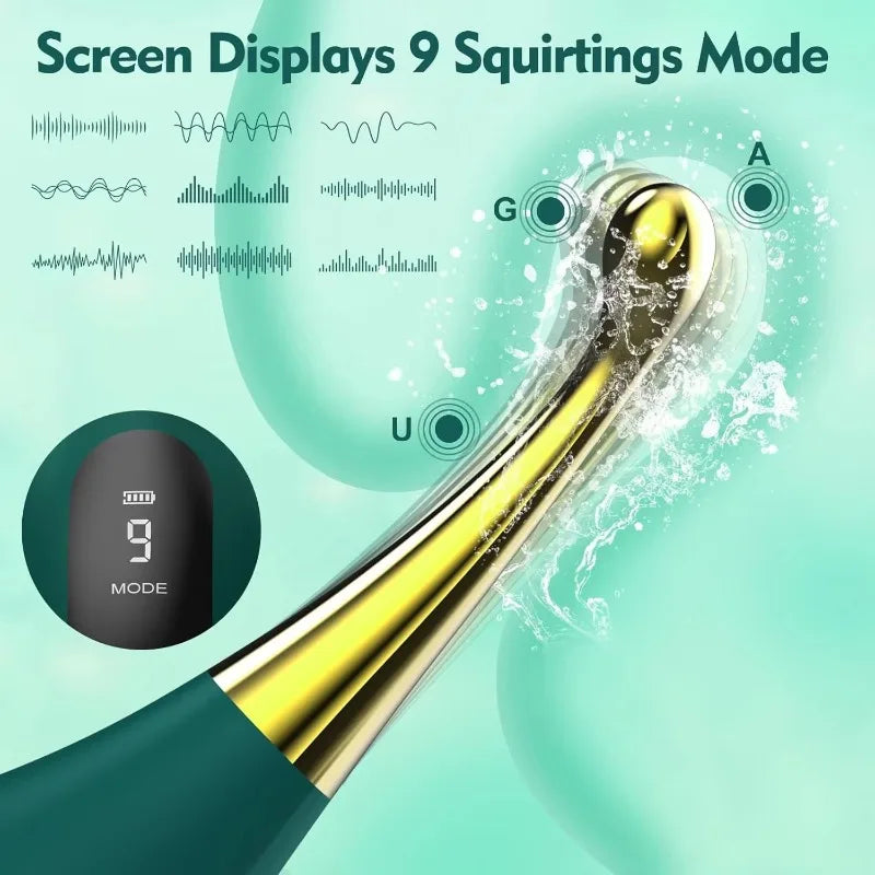 Clitoral Vibrator 9 Frequency Vibrators Modes G-Spot Vagina Nipple Stimulation LCD Screen Display Female Stimulation Orgasm