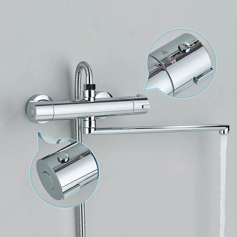 Thermostatic Shower Faucet Mixing Valve Thermostatic Faucets Shower Bathroom Combination Water Mixer Bathtub Faucet with Handle