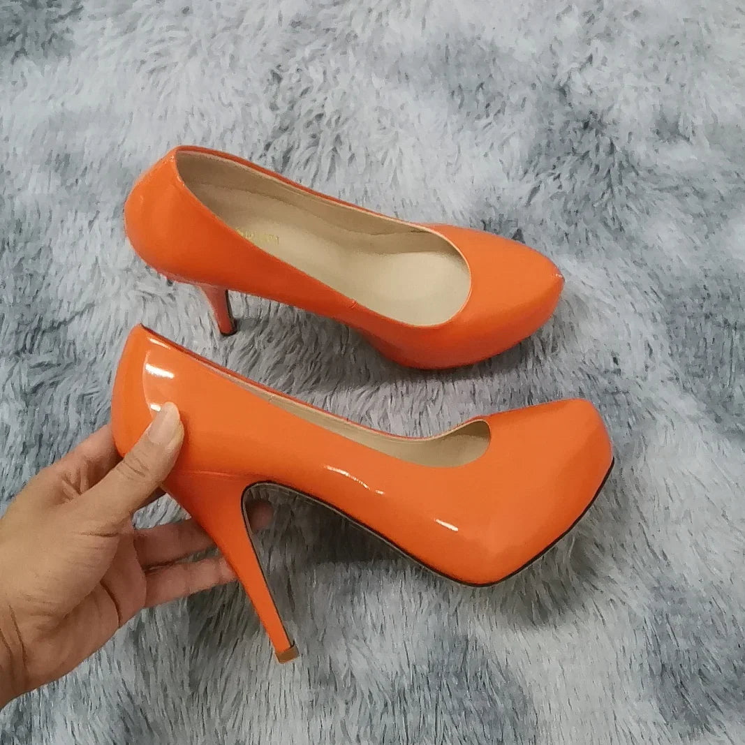 2025 New Women Pumps Autumn Round Toes High Heels Fashion Sexy 12cm Heel Banquet Platform Stilettos Wedding Prom Shoes Plus Size