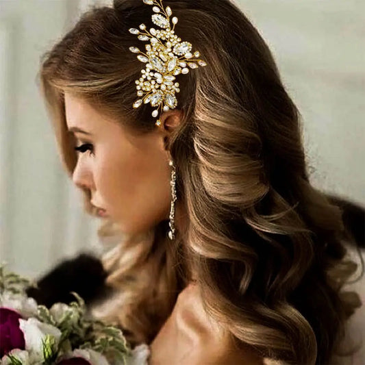 Elegant Wedding Hair Combs Jewelry Wedding Dress Headdress Gold/Silver Color Hair Combs Women Girls Bridal Tiara Headband