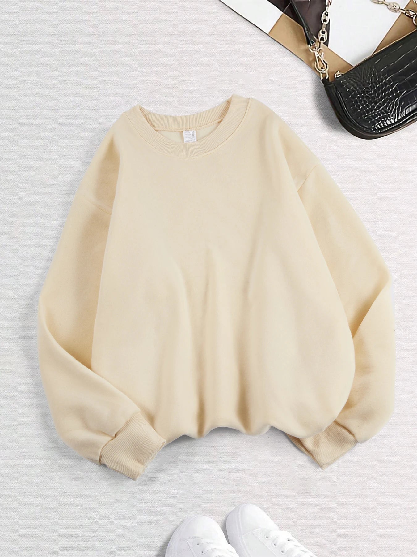 2026 Winter Womens Solid Hoodies Basic Warm Fleece Sweatshirt Soft Breathable O-Neck Pullover Casual Oversize Female Clothes