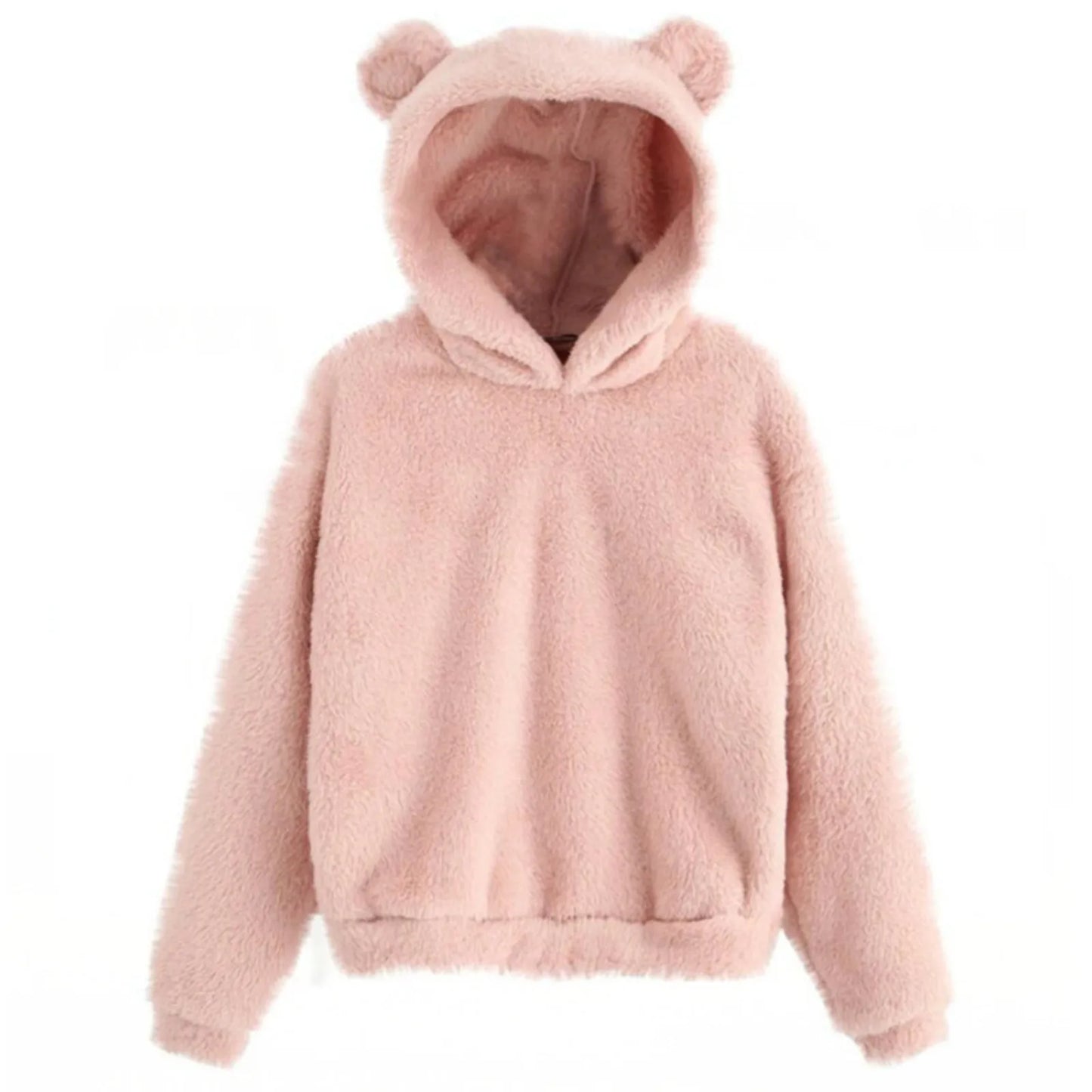 Autumn Women's Hoodies Long Sleeve Bear Ear Hood Sweatshirt Cute Plush Warm Casual Hoodie Tops Fleece Hooded Pullovers