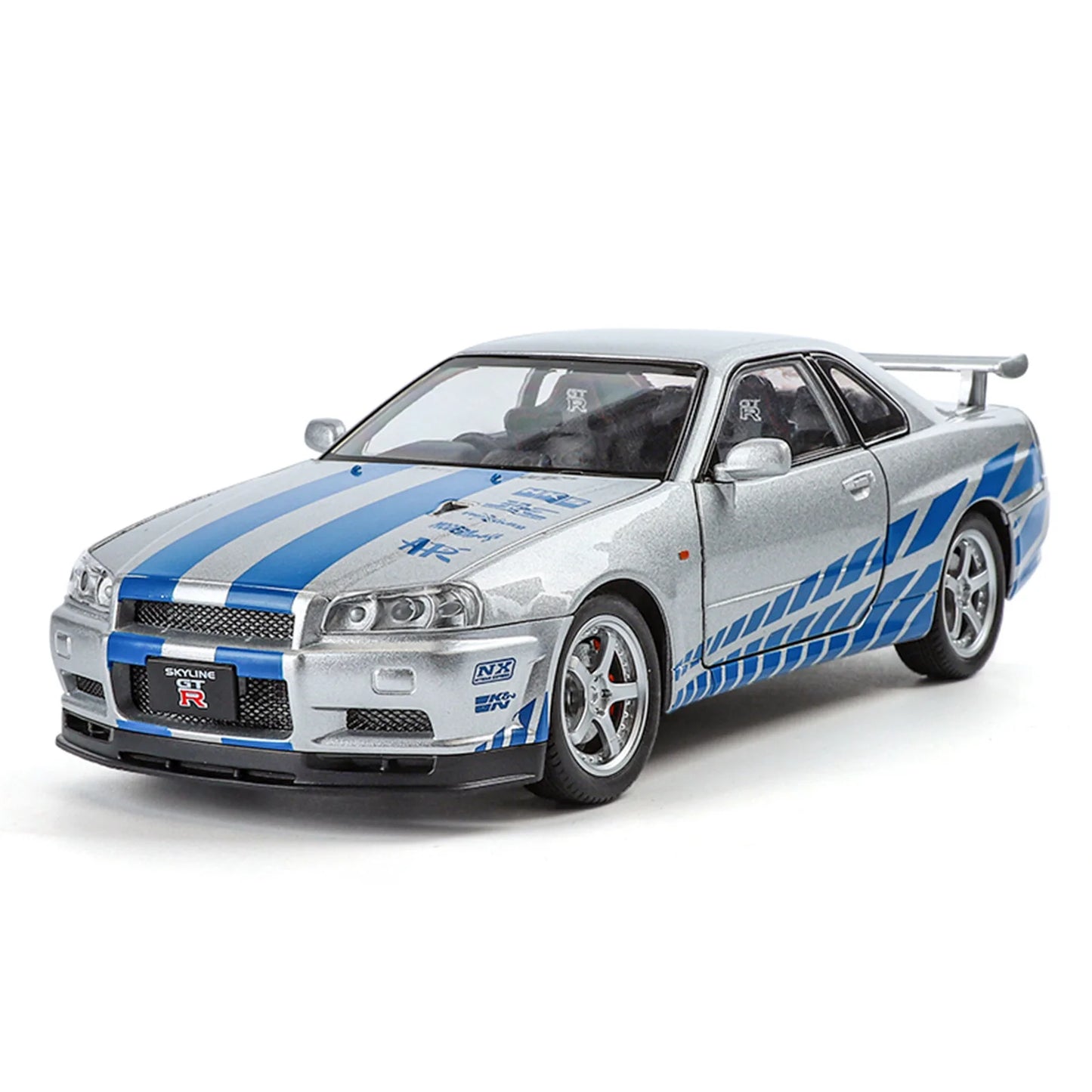 1:24 NISSAN Skyline Ares GTR GT-R R34 Alloy Sports Car Model Diecasts & Toy Racing Vehicles Car Model Sound and Light Kids Gifts