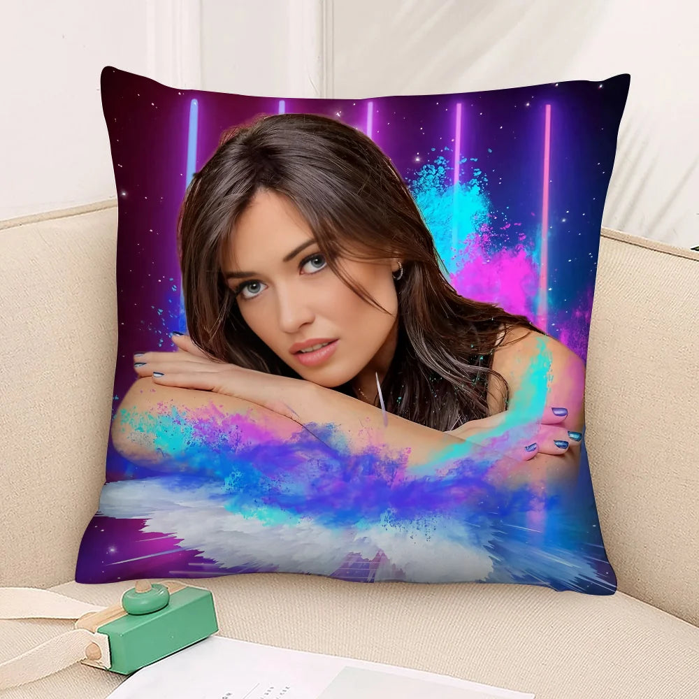 E-Elsa EsnoultS Actor Pillow Case 3D Print Polyester Fiber 45*45 cm Home Sofa Throw Pillow Cover Decoration Festival Gift
