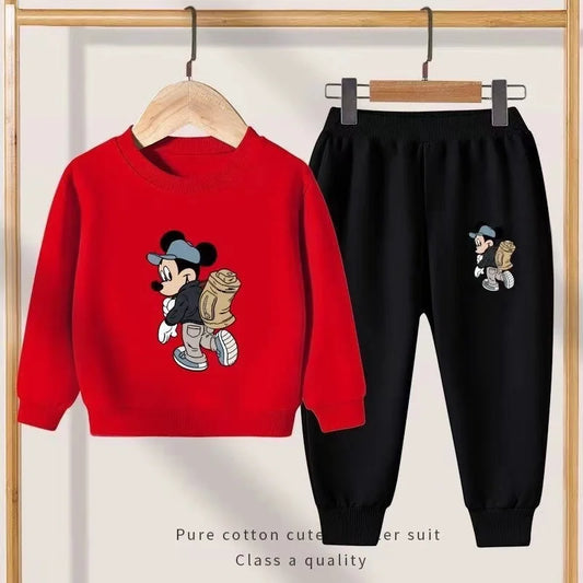 Autumn Children Boy Clothes Set Kid Girls Disney Mickey Sweatshirts Pullover Top And Pants 2 Pieces Suit Fashion Tracksuits