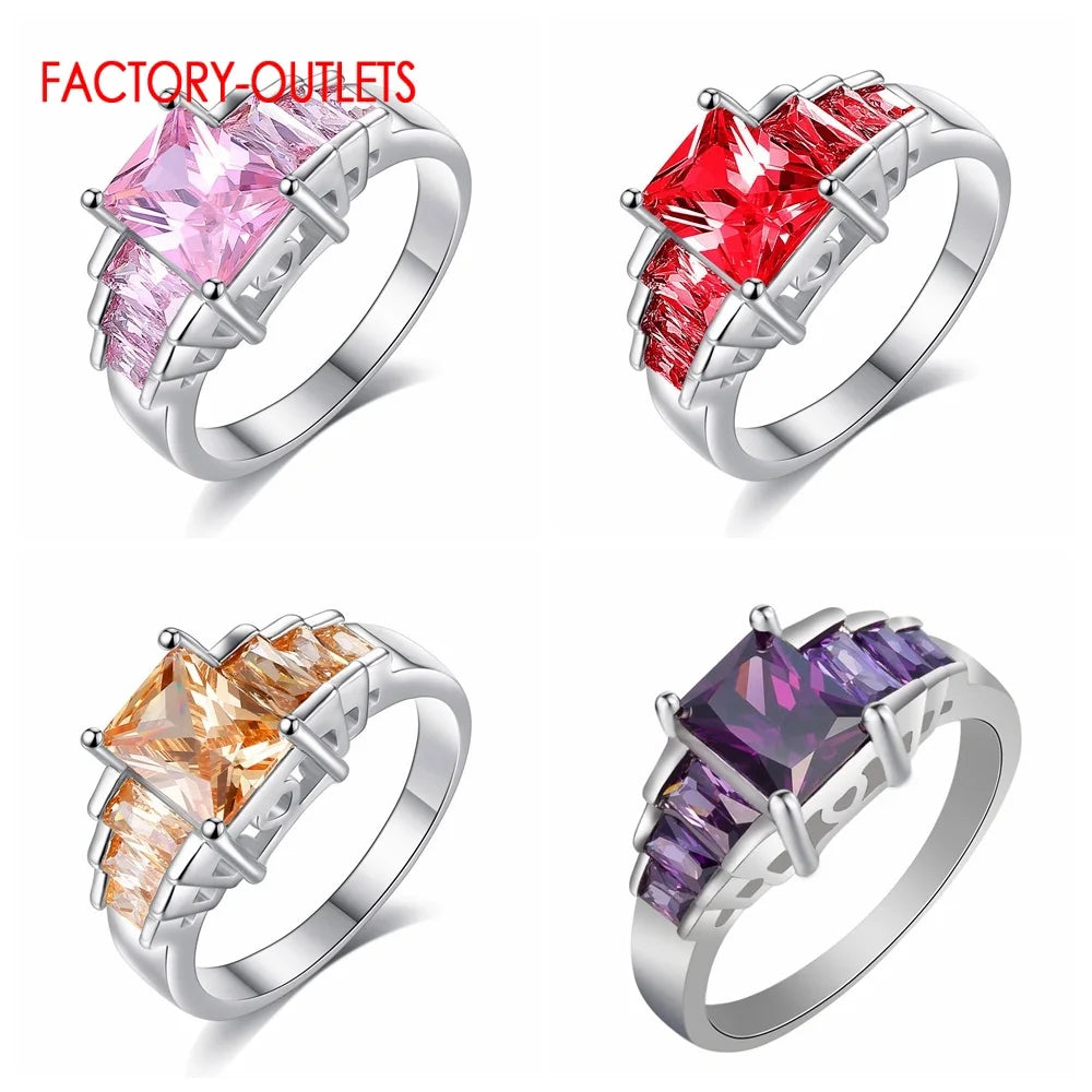 New Popular Temperament Cubic Zircon Finger Rings For Women Girl Genuine 925 Sterling Silver Rings Valentine's Day Gift