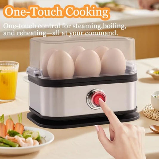 200W Power Eggs Boiler Space Saving 6 Eggs Capacity Smart Egg Cooker Stainless Steel Multi Functional Rapid Egg Cooker