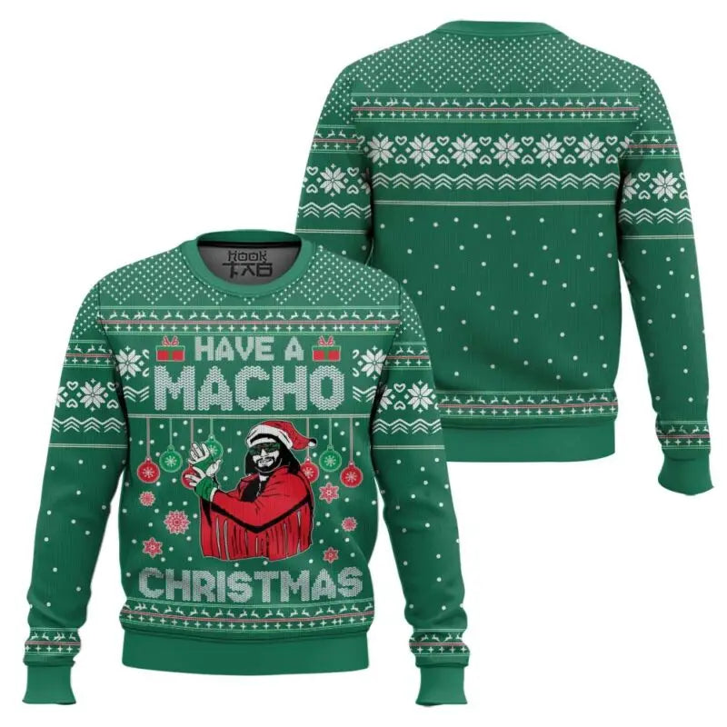 Macho Man The Cream of the Crop Pro Wrestling Ugly Christmas Sweater for Men Holiday Party Xmas Pullover Family Christmas Gift