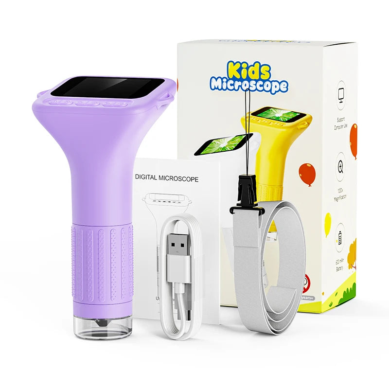 1000x Digital Microscope For Kids 2-Inch IPS Screen 2MP Optical Lens With Camera And Video Function for Christmas Birthday Gift