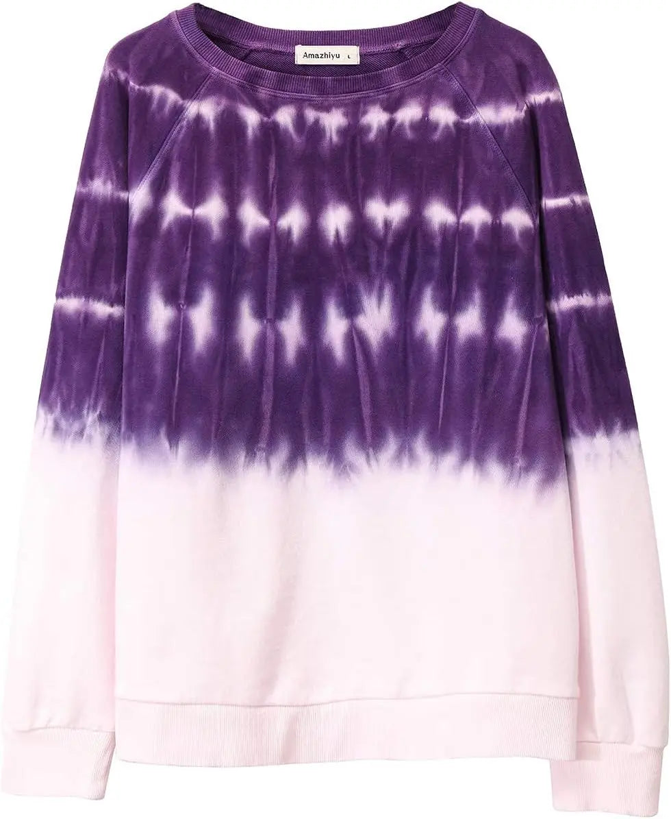 Women's Sweatshirt Tie Dye Long Sleeve Casual Crewneck Pullover Top Autumn Color Tie Dye Sweatshirt Hoodie