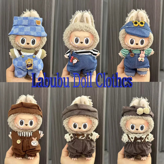 Labubu Doll Clothes Enamel Labu Cloth 17cm Doll Cute Dress-up Climbing Clothes Skirt Plush Toy Clothes