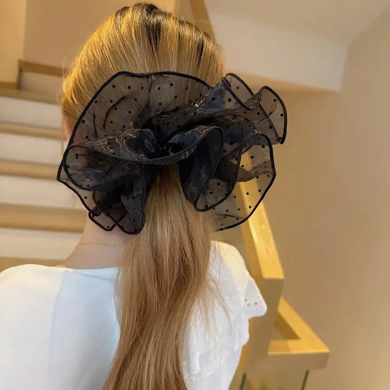 Women's Hair Accessories; Big Black Scrunchies Hairties for Buns and Ponytails, Chic Headwear Hair Bands
